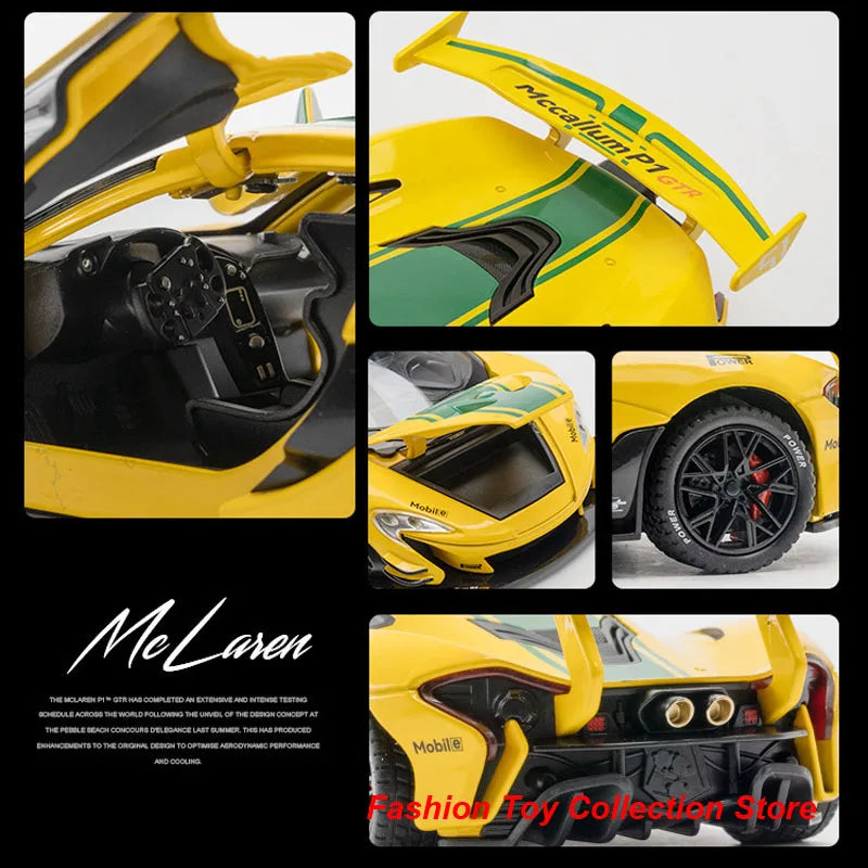 1: 22 Mccallum P1 GTR Alloy Car Model High Simulation Diecasts Toy With Sound and Light Pull Back Vehicles Decoration Toys