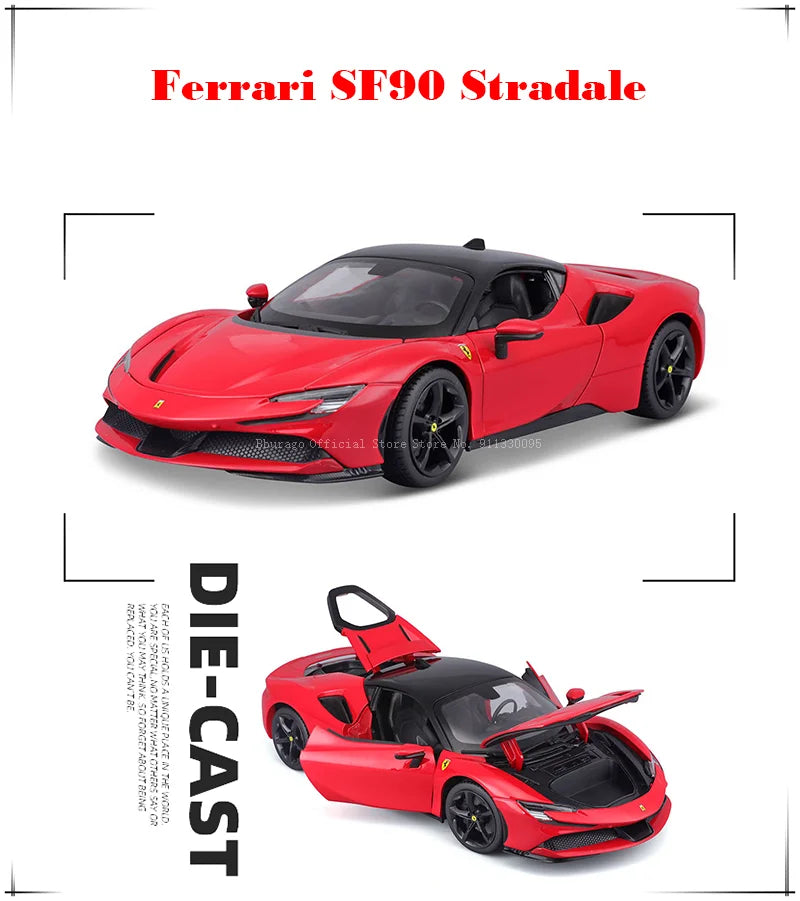 Bburago 1:18 Ferrari FXXK EVO 296 GTB SF90 488 GTB SP1 Alloy Luxury Vehicle Diecast Cars Model Toy Collection Gift for boys