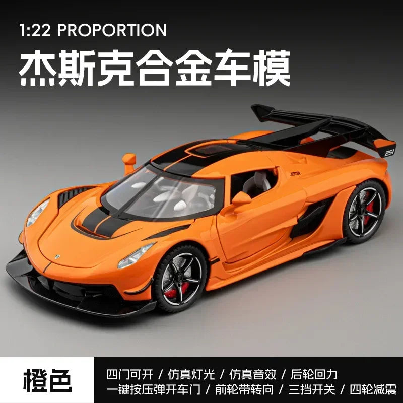 1:22 Jesko Alloy Diecast Sports Car Model Toys Simulation Vehicles with Sound Light Pull Back Toys Car for Boys C359