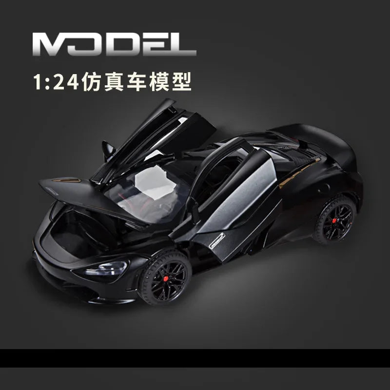 1:24 McLaren 720S Sports Car Alloy Diecast Simulation Model Car Toys With Sound And Light Pull Back Toys For Children Gift C310