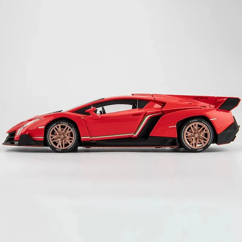 Diecast Car for Veneno Model Car 1/24 Scale Sports Toy Vehicle Door Can Be Opened Toy Car Front Wheel Steerable