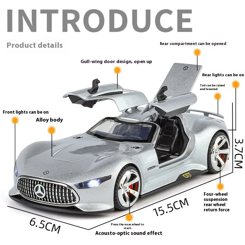 1:32 Benz AMG Vision GT Supercar Alloy Metal Diecast Car Model Sound & Light Simulation Collectibles Gift For Boyfriend Kids Boy