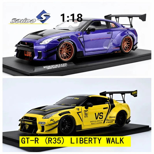 Solido 1:18 GT-R (R35) W/ LIBERTY WALK BODY KIT 2.0 PURPLE 2022 S1805812 Diecast Collection Model Car