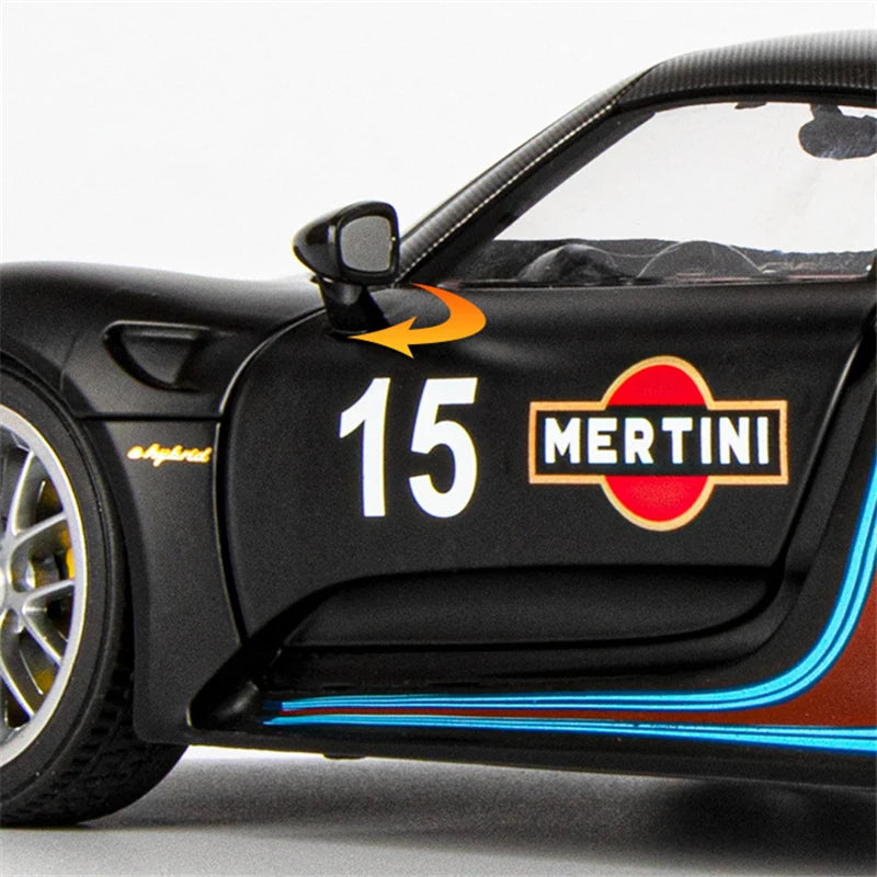 1:18 918 Spyder Martini Alloy Sports Car Model Diecasts Metal Toy Racing Car Vehicles Model Simulation Sound and Light Kids Gift