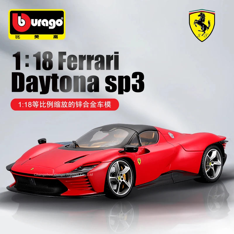 Bburago Ferrari 1:18 Daytona SP3 Refined Version Sports Car Static Simulation Die Cast Vehicles Collectible Model Car Toys