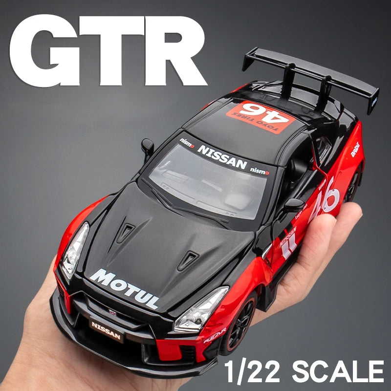 1:22 Nissan GTR Modified Car Alloy Model Car Diecast Metal Toy Car Sound & Light Children Boys Toys Vehicle Collection Gifts