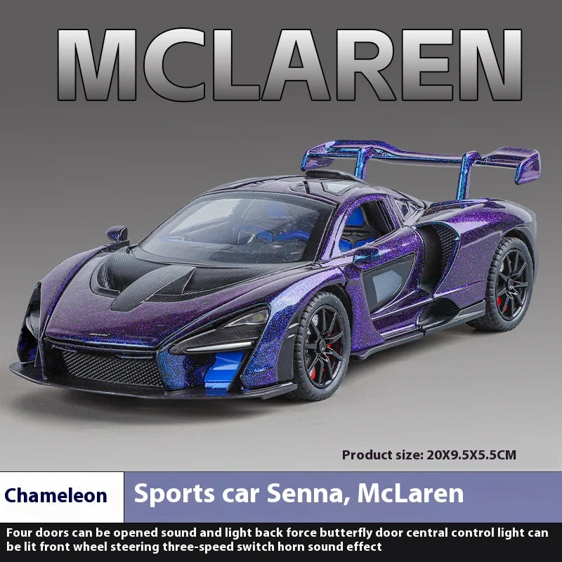 1:24 Mclaren Senna Super Racing Car Alloy Diecast Model Car Adult Collectibles Sound & Light Hobby Holiday Gifts With Boyfriend