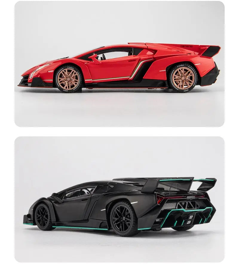 Diecast Car for Veneno Model Car 1/24 Scale Sports Toy Vehicle Door Can Be Opened Toy Car Front Wheel Steerable