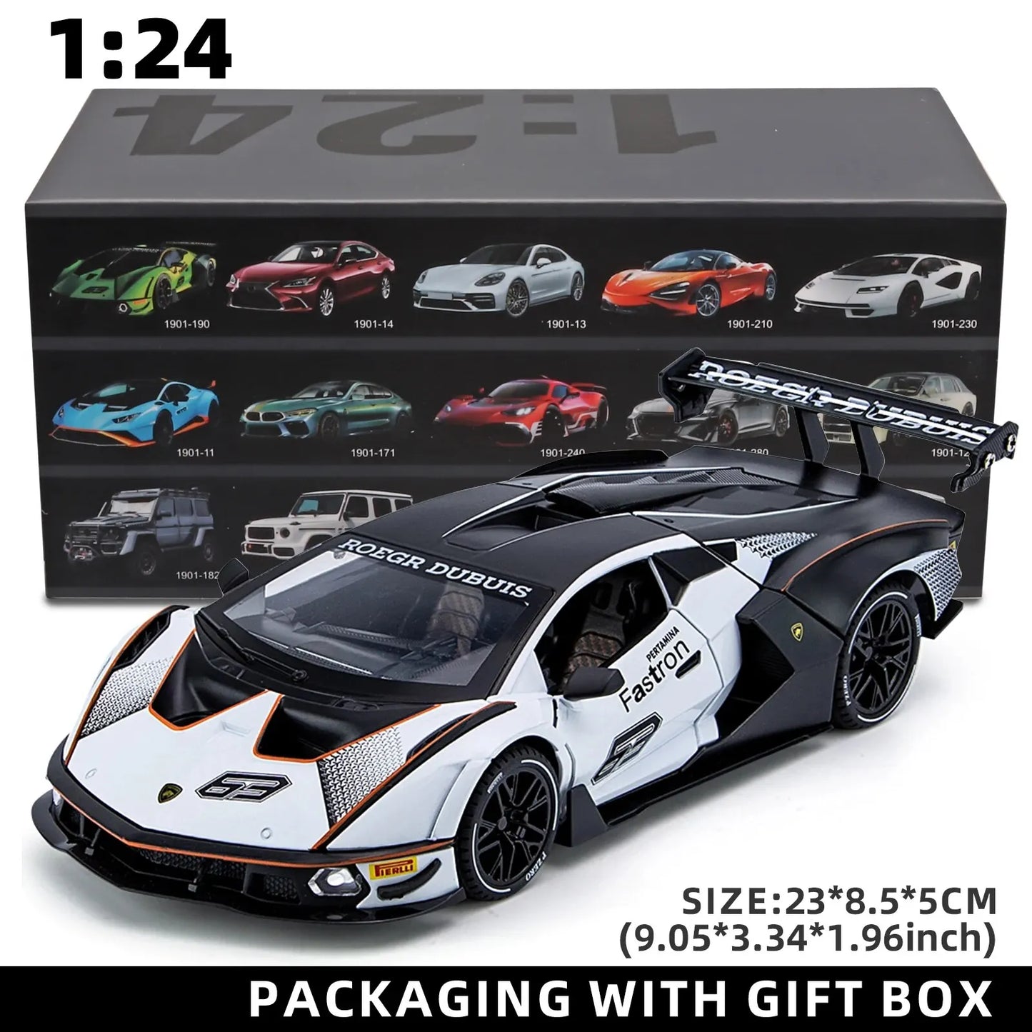 1:24 Scale Lamborghini SCV12 Diecast Car Model with Sound and Light Effects, Spring-Loaded Action