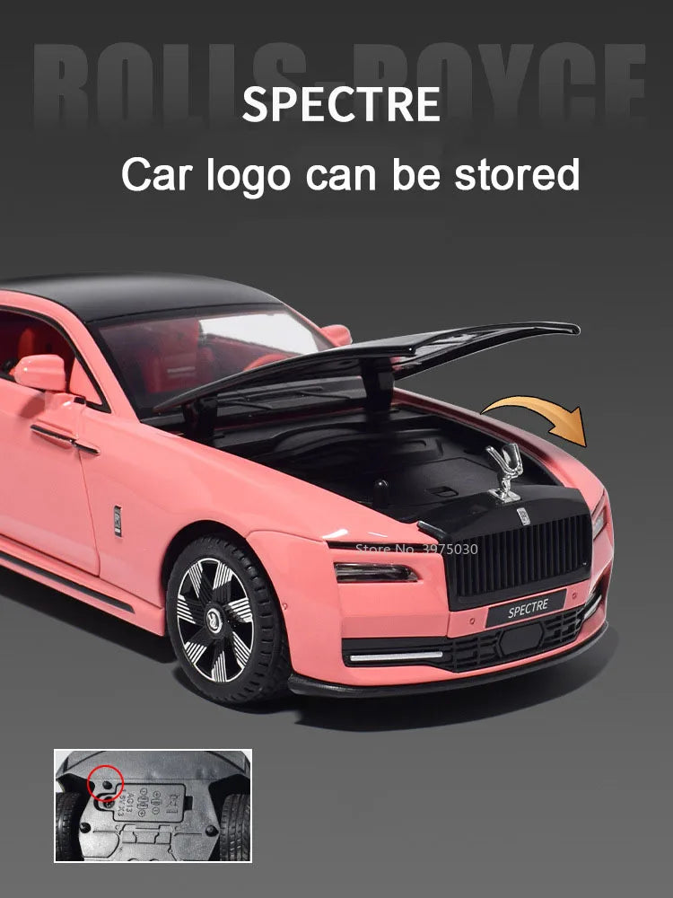 1/24 Alloy Diecast Car Model Rolls Royce Spectre Toy Simulation Limousine Pull Back Sound Light Advanced Decorative Toys for Boy