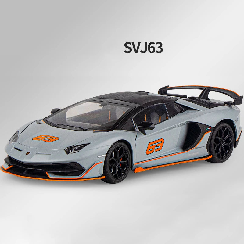 1:18 Lamborghinis Aventador SVJ63 Alloy Toy Car Model Wheel Steering Sound and Light Children's Toy Collectibles Birthday Gift