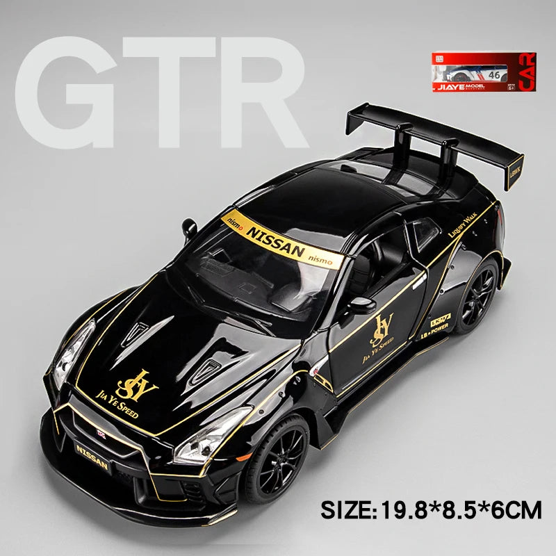 1:22 Nissan GTR Modified Car Alloy Model Car Diecast Metal Toy Car Sound & Light Children Boys Toys Vehicle Collection Gifts