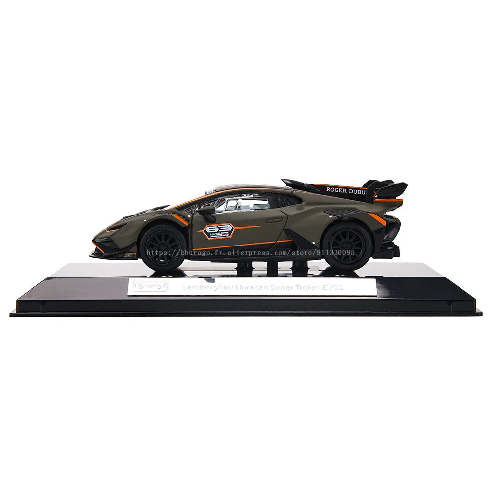 Bburago 1:43 Lamborghini Huracan Super Trofeo EV02 Alloy Luxury Vehicle Diecast Pull Back Cars Model Toy Collection Gift