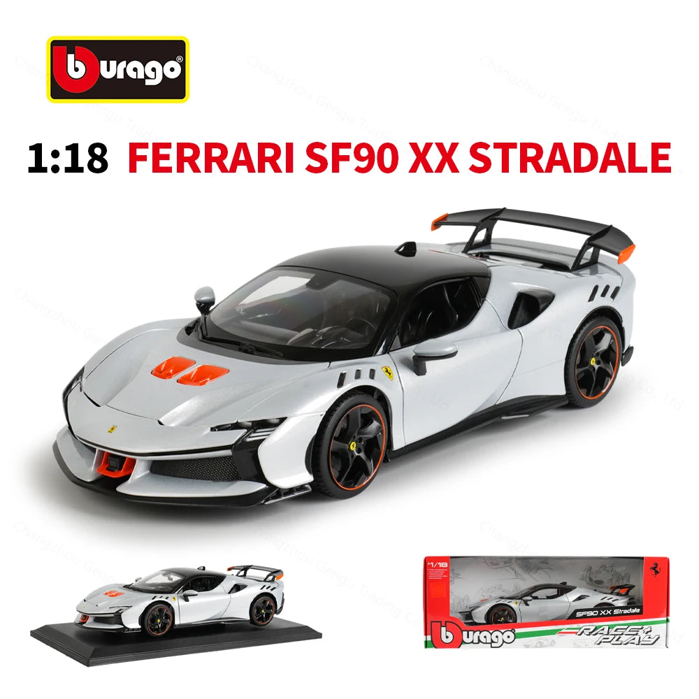 Bburago 1:18 Ferrari SF90 XX Stradale Sports Car Static Simulation Die Cast Vehicles Collectible Model Car Toys