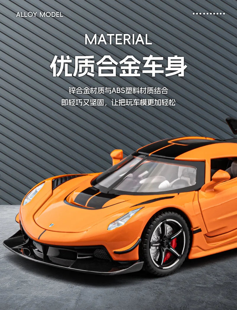 1:22 Jesko Alloy Diecast Sports Car Model Toys Simulation Vehicles with Sound Light Pull Back Toys Car for Boys C359