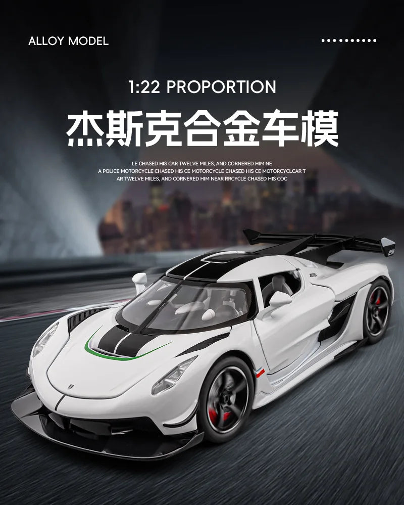 1:22 Jesko Alloy Diecast Sports Car Model Toys Simulation Vehicles with Sound Light Pull Back Toys Car for Boys C359