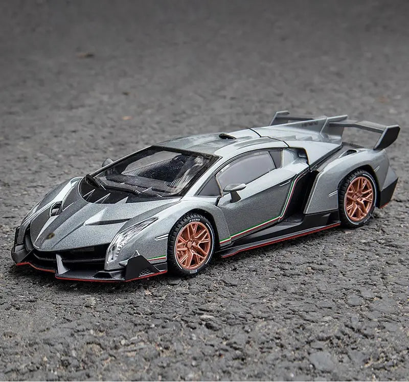 Diecast Car for Veneno Model Car 1/24 Scale Sports Toy Vehicle Door Can Be Opened Toy Car Front Wheel Steerable