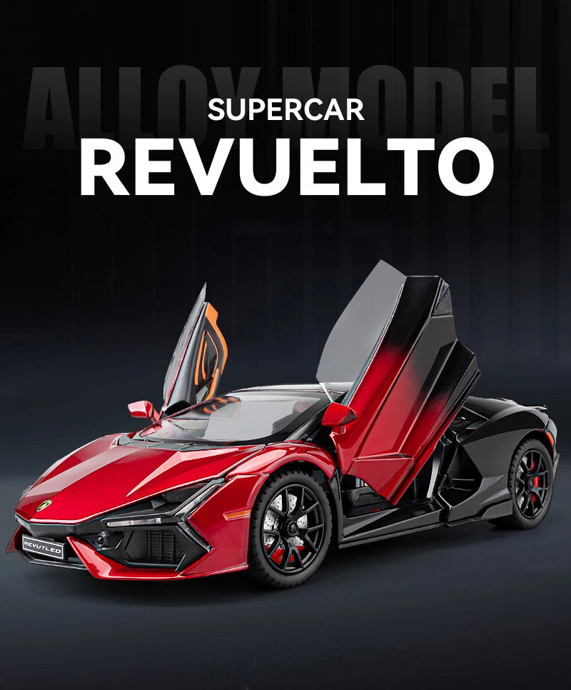 1:24 Lamborghini Revuelto Supercar Alloy Car Diecasts & Toy Vehicles Metal Toy Car Model Sound and light Collection Kids Toy