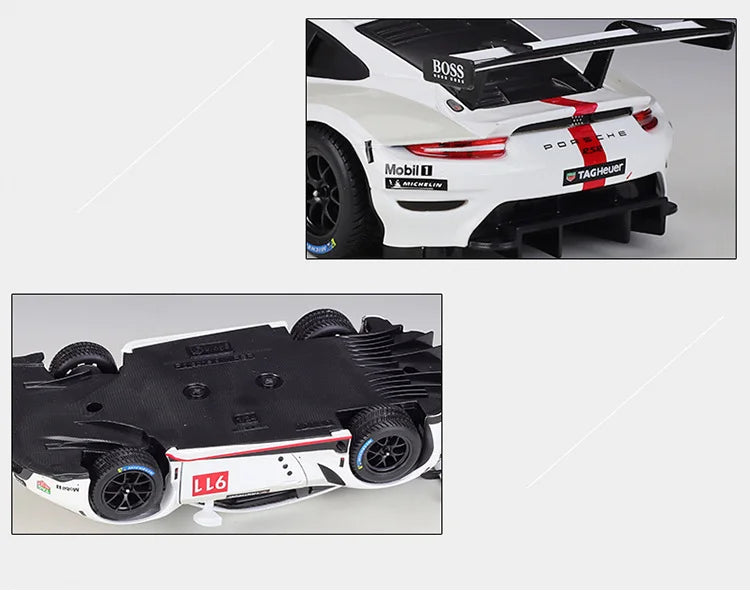 Bburago 1:24 Porsche 911 RSR Alloy Racing Car Model Diecast Metal Toy Sports Car Model High Simulation Collection Childrens Gift