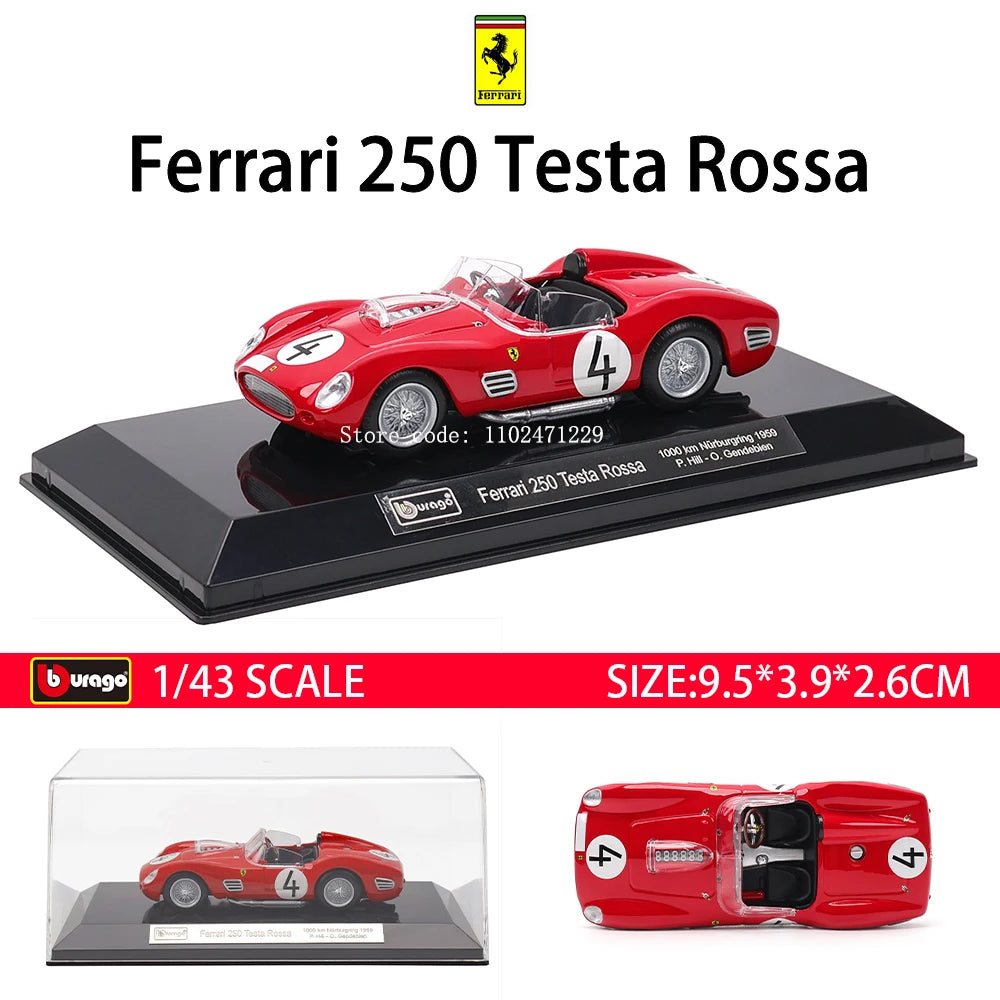 Bburago 1:43 Le Mans Ferrari 499P 2022 488 250 512 Alloy Luxury Vehicle Diecast Pull Back Cars Model Toy Collection Gift