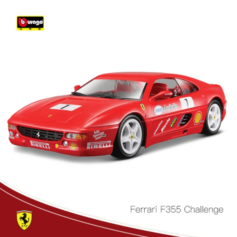 Bburago 1:24 Ferrari F355 Challenge Alloy Sports Car Model Diecast Metal Racing Car Vehicles Model Simulation Childrens Toy Gift