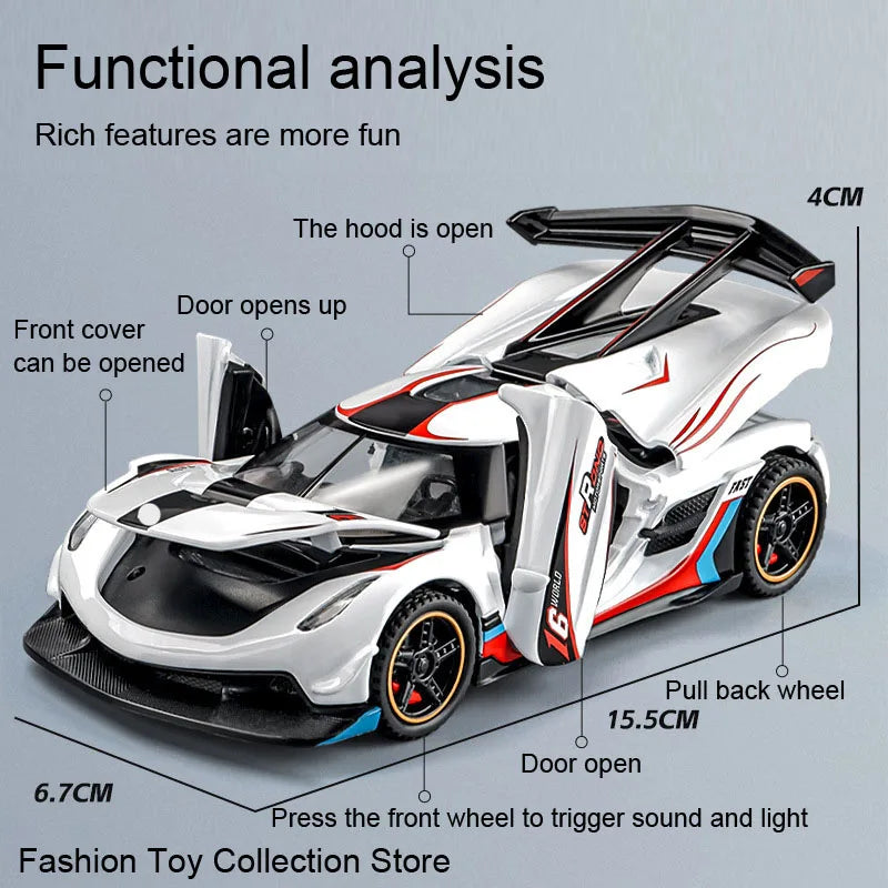 1: 32 JESKO  Alloy Car Model High Simulation Diecasts Toy With Sound and Light Pull Back Vehicles Decoration Toys For Kids