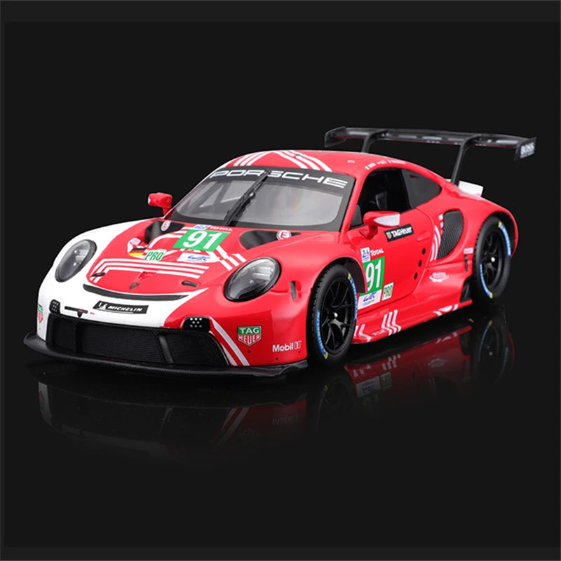 Bburago 1:24 Porsche 911 RSR Alloy Racing Car Model Diecast Metal Toy Sports Car Model High Simulation Collection Childrens Gift