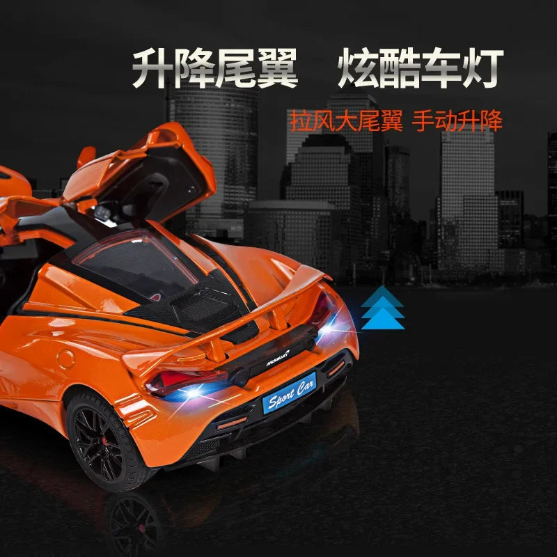 1:24 McLaren 720S Sports Car Alloy Diecast Simulation Model Car Toys With Sound And Light Pull Back Toys For Children Gift C310