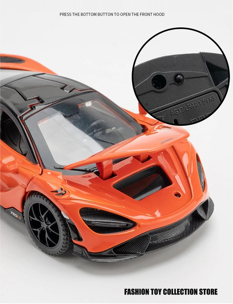 1: 32 Malaren 765TL Fast and Furious 7 Alloy Car Model Diecasts Toy With Sound and Light Vehicles Decoration Toys For Kids Gift