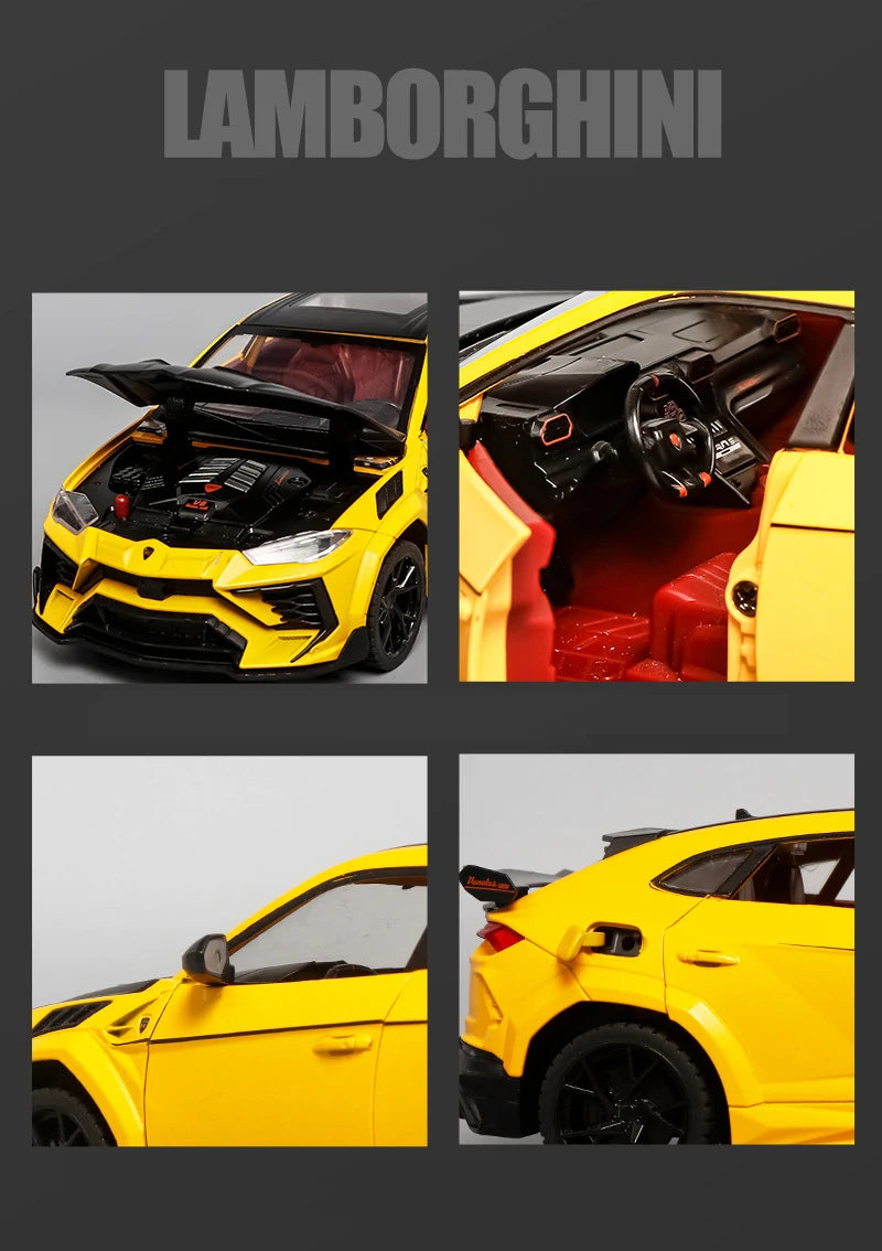 1:24 Lambos URUS Bison Mansory SUV Alloy Cast Toy Car Model Sound and Light Children's Toy Collectibles Birthday gift