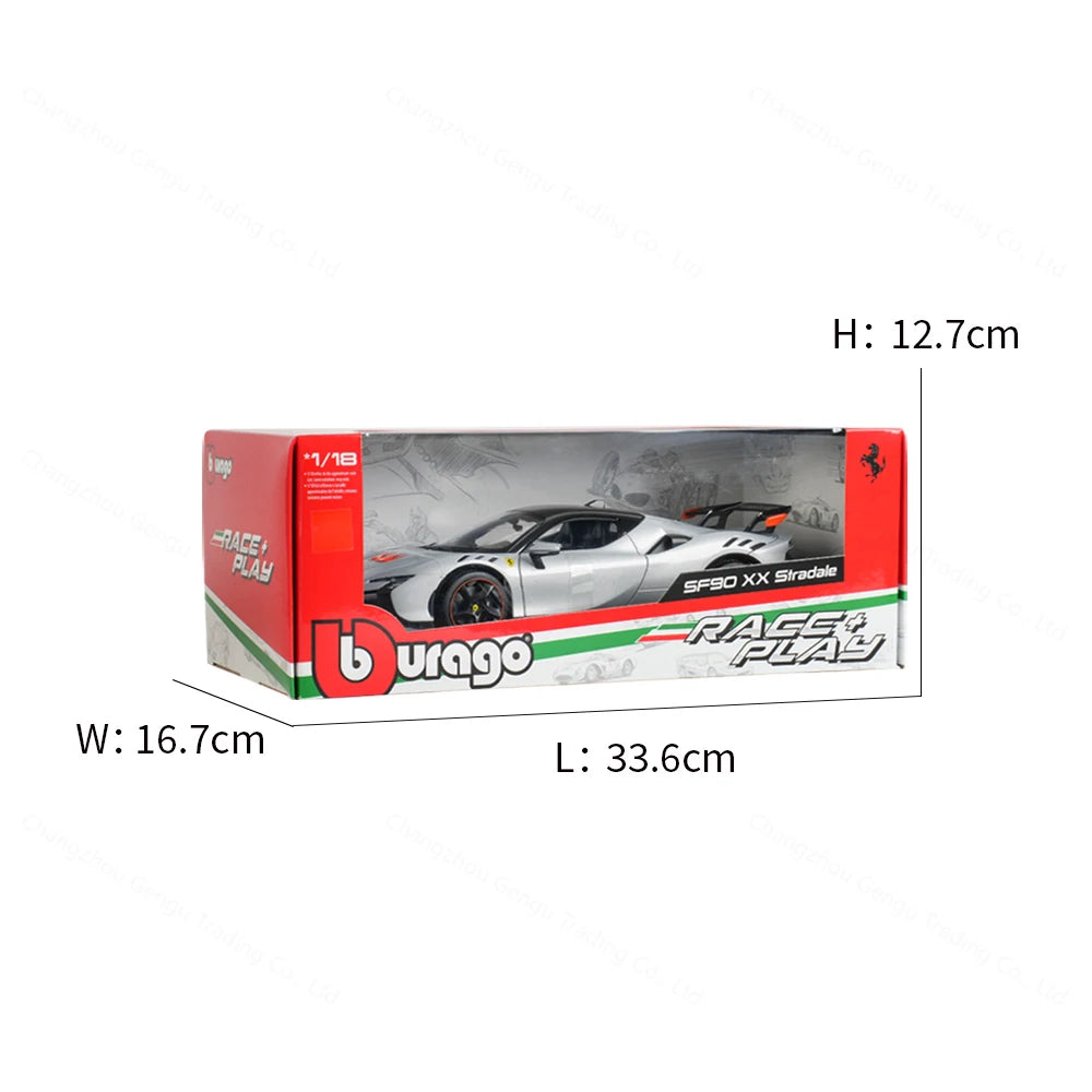 Bburago 1:18 Ferrari SF90 XX Stradale Sports Car Static Simulation Die Cast Vehicles Collectible Model Car Toys