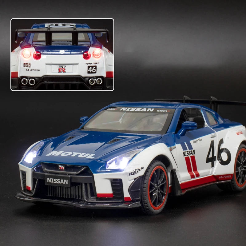 1:22 Nissan GTR Modified Car Alloy Model Car Diecast Metal Toy Car Sound & Light Children Boys Toys Vehicle Collection Gifts