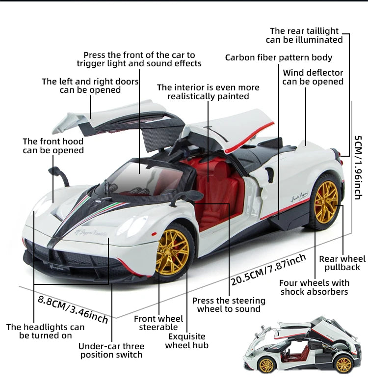 1:24 Scale Pagani Alloy Car Model, /Boyfriend/birthday Gift, Supercar Model Fashion Accessories