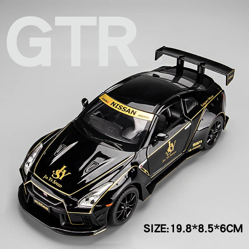 1:22 Nissan GTR Modified Car Alloy Model Car Diecast Metal Toy Car Sound & Light Children Boys Toys Vehicle Collection Gifts