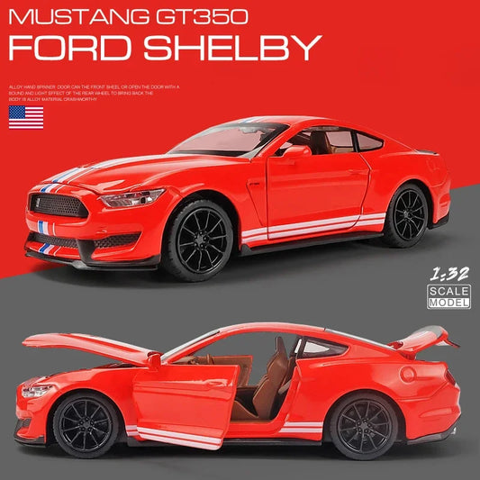 1:32 High Simulation Supercar Ford Mustang Shelby GT350 Car Model Alloy Pull Back Kid Toy Car 4 Open Door Children's Gifts