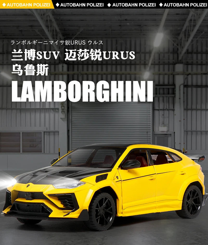 1:24 Lambos URUS Bison Mansory SUV Alloy Cast Toy Car Model Sound and Light Children's Toy Collectibles Birthday gift