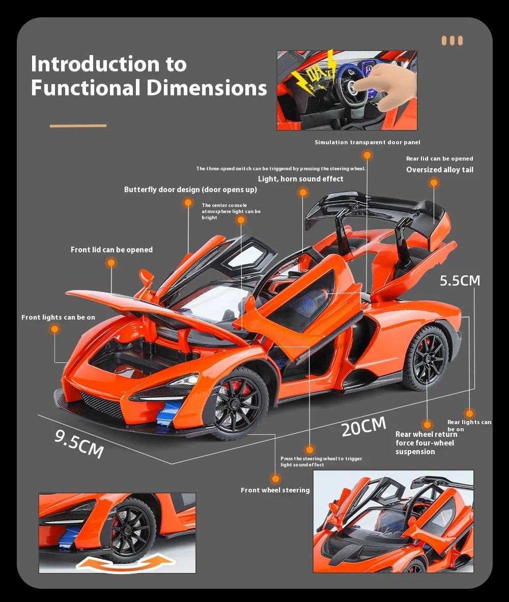 1:24 Mclaren Senna Sports Racing Supercar Alloy Diecast Metal Model Car Collectibles Children's Toy Birthday Gifts For Boy Hobby