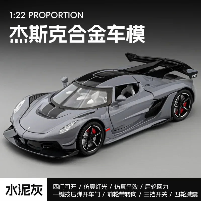 1:22 Jesko Alloy Diecast Sports Car Model Toys Simulation Vehicles with Sound Light Pull Back Toys Car for Boys C359