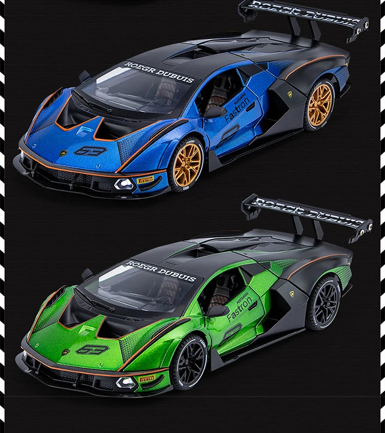 1:24 Scale Lamborghini SCV12 Diecast Car Model with Sound and Light Effects, Spring-Loaded Action