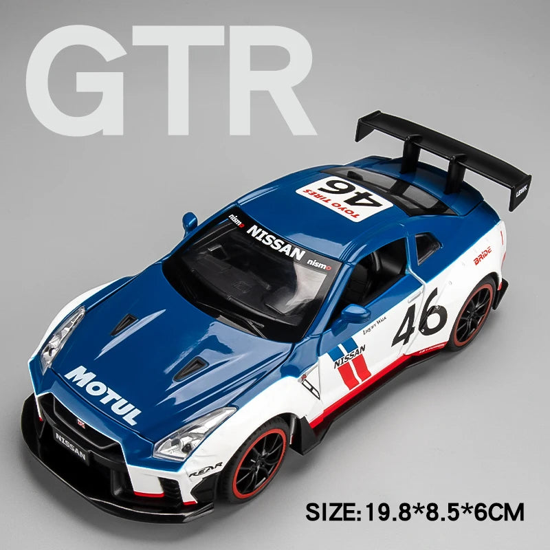 1:22 Nissan GTR Modified Car Alloy Model Car Diecast Metal Toy Car Sound & Light Children Boys Toys Vehicle Collection Gifts