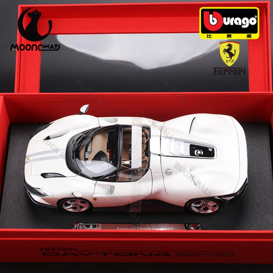 Bburago 1:18 Ferrari SP3 Daytona White Diecast Car Model Alloy Luxury Vehicle Sports Car Static Simulation Model Collection Gift