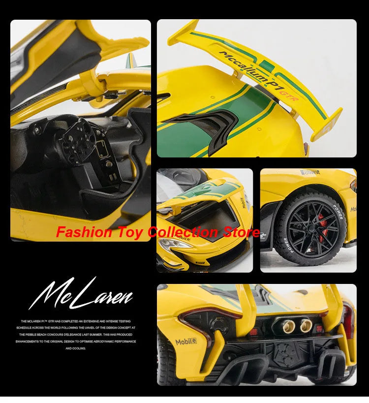 1: 22 Mccallum P1 GTR Alloy Car Model High Simulation Diecasts Toy With Sound and Light Pull Back Vehicles Decoration Toys