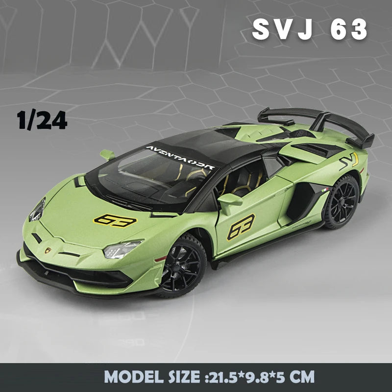 1/24 Scale Lambor Aventador SVJ 63 Super Car Model Sound Light Collection Metal Diecast Toys Vehicles Kids Boys Gift Decoration