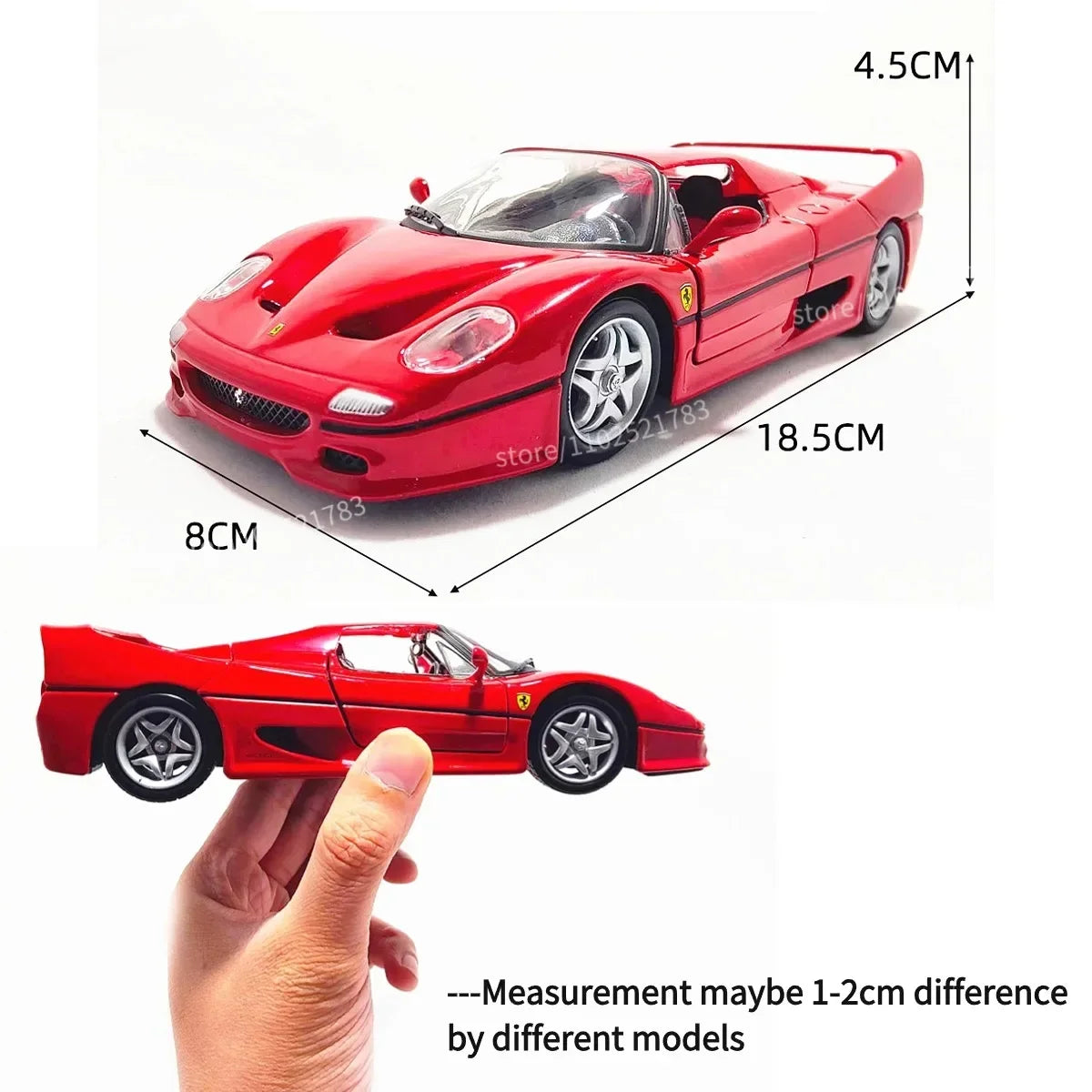 Bburago 1:24 Ferrari F50 Replica Car Model 458 488 Monza Enzo Scale Miniature Toy - Gift for Diecast Car Enthusiasts