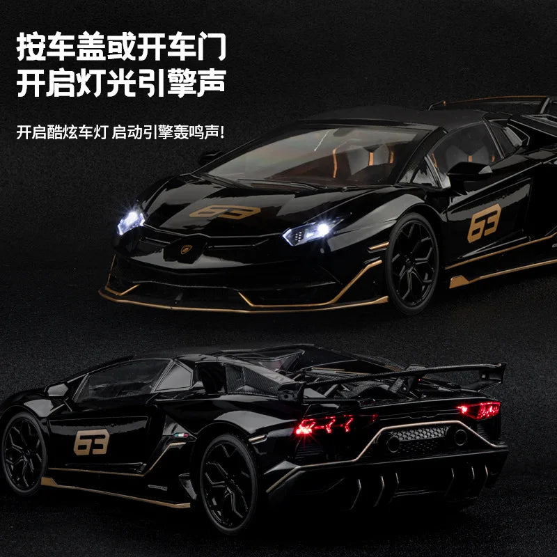 1:18 Lamborghinis Aventador SVJ63 Alloy Toy Car Model Wheel Steering Sound and Light Children's Toy Collectibles Birthday Gift