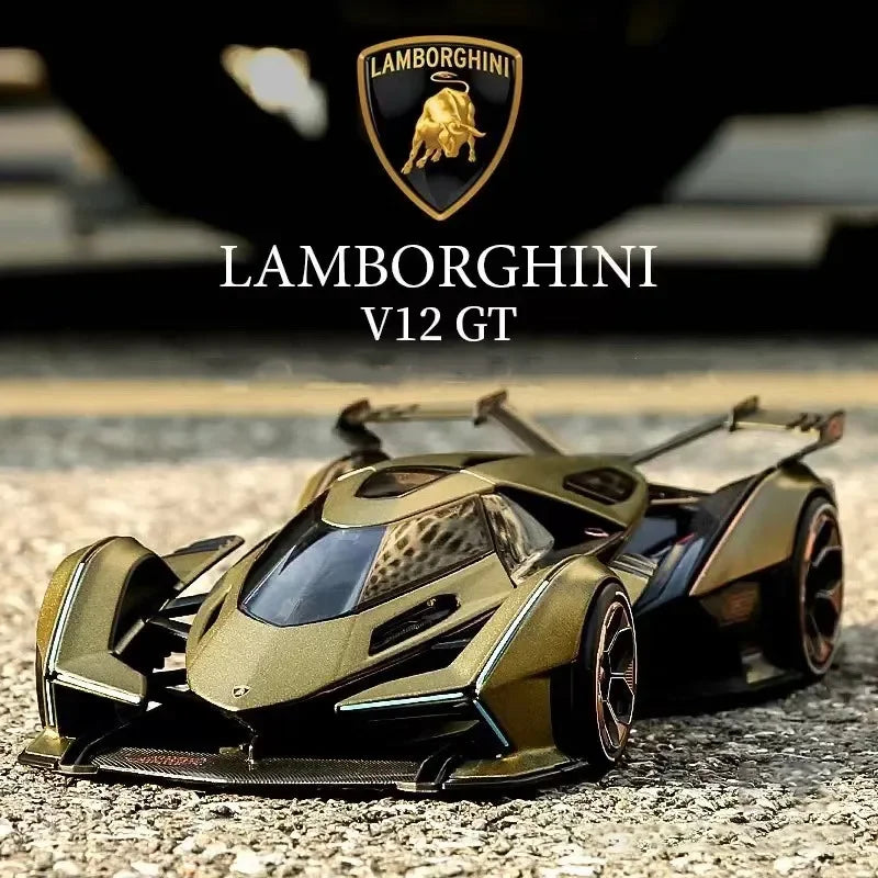 1:22 Lamborghini V12 GT Alloy Sports Car Model Diecast Metal Simulation Decoration Sound And Light Childrens Toy Car Gifts A471