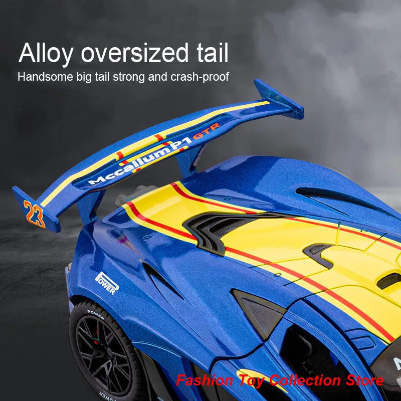 1: 22 Mccallum P1 GTR Alloy Car Model High Simulation Diecasts Toy With Sound and Light Pull Back Vehicles Decoration Toys