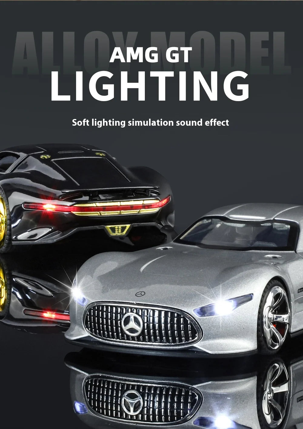 1:32 Benz AMG Vision GT Supercar Alloy Metal Diecast Car Model Sound & Light Simulation Collectibles Gift For Boyfriend Kids Boy