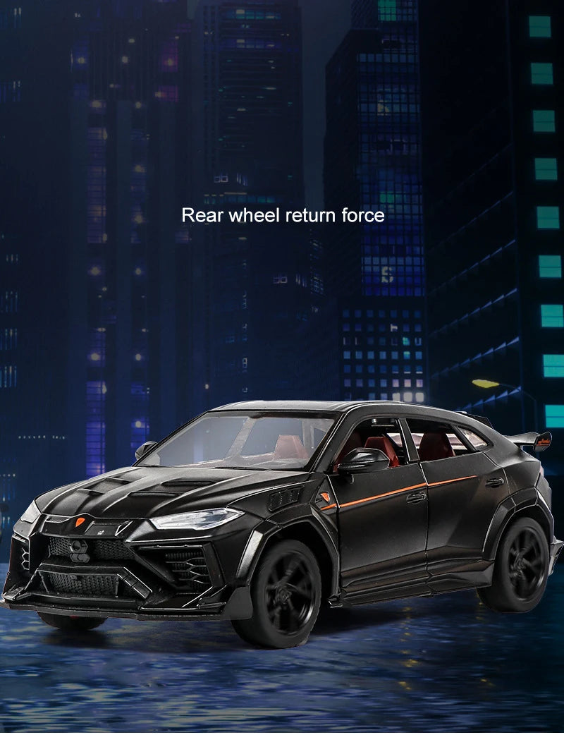 1:24 Lambos URUS Bison Mansory SUV Alloy Cast Toy Car Model Sound and Light Children's Toy Collectibles Birthday gift