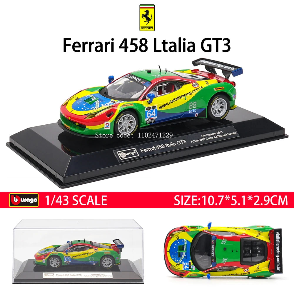 Bburago 1:43 Le Mans Ferrari 499P 2022 488 250 512 Alloy Luxury Vehicle Diecast Pull Back Cars Model Toy Collection Gift